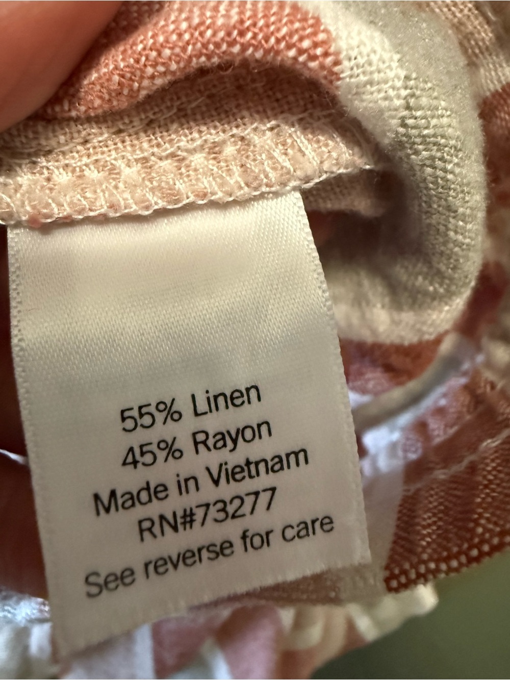 Sonoma Pink, White & Rust Red Striped Elastic Waist Linen Blend Shorts Size XXL - Picture 10 of 10